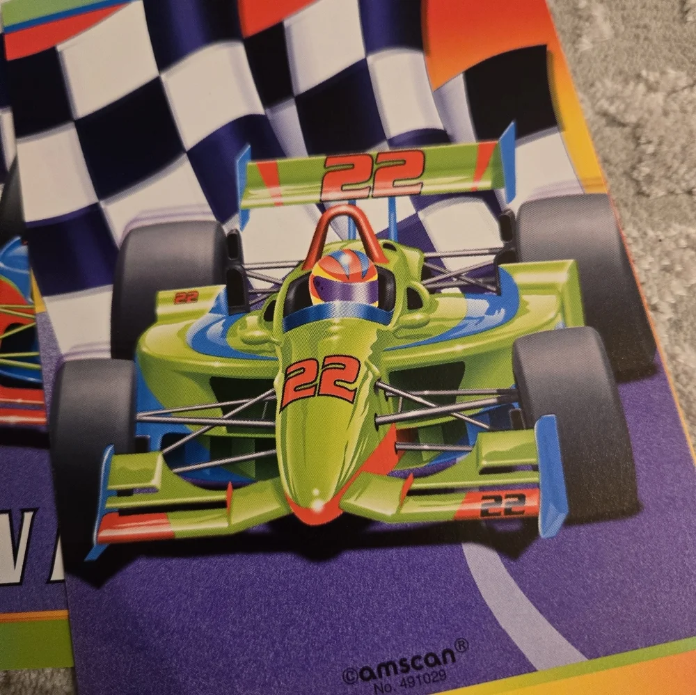 Set Of 4 Vintage 1990s Y2k Race Car Party Invitations & Envelopes